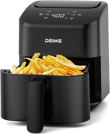 Аерофритюрниця DEIME 2.5 л: компактна, цифрова, для смаження, запікання та підігріву їжі. Антипригарна, чорна
