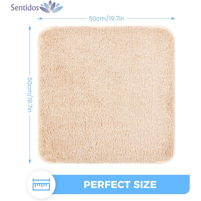 Килимок для ванної Sentidos Vorleger Beige 50x50 см: м'який, водопоглинаючий, з антиковзаючою поверхнею