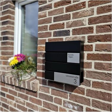 Поштова скринька Metzler G антрацит RAL 7016, з гравіюванням та табличкою з нержавіючої сталі, настінний монтаж, 37x37x10.5 см