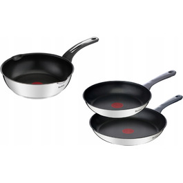 Набір сковорідок Tefal Emotion, титанове покриття, сріблясті, 3 предмети