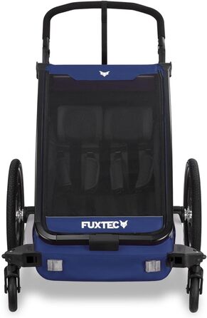 Fuxtec Fahrradanhänger Sportfux: Причіп для велосипеда на 2 місця, з багажником, відбивачами, ручкою-штовхачем, захистом від дощу та сонця, складний, фіолетовий FX-FA1 (блакитний)