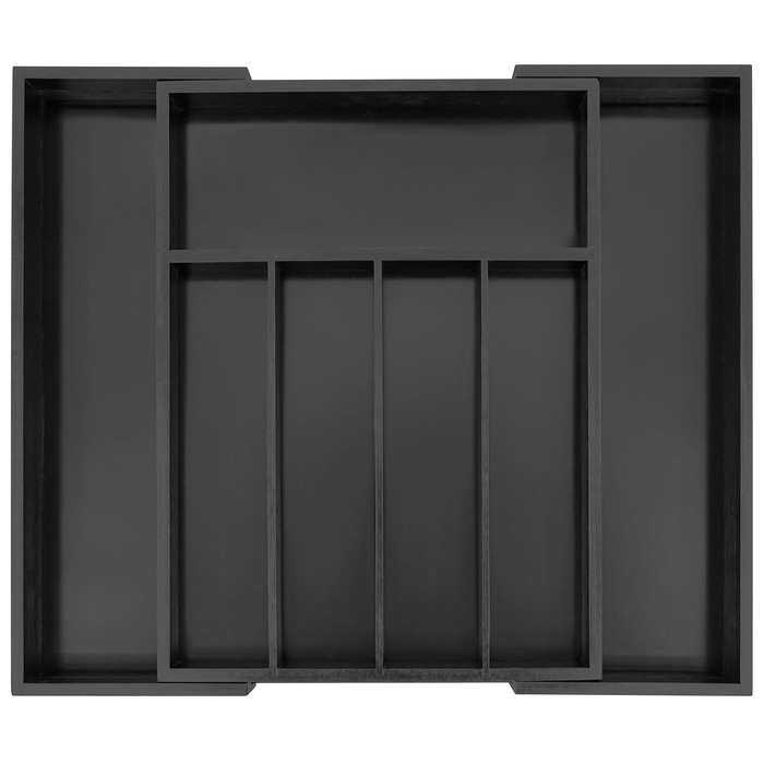 Органайзер для столових приладів Utoplike з бамбука, розширюваний, для кухні та офісу, чорний (5-7 секцій)