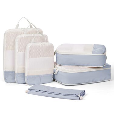 Набір органайзерів для валізи Narwey (6 шт.) - Кубики для пакування з компресією, Salbeigrün (бежевий)