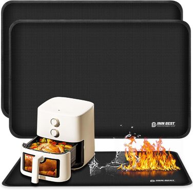 Стійка до нагріву підставка під фритюрницю, термостійкий килимок для кухонних поверхонь, силіконовий килимок (50x30см, чорний)