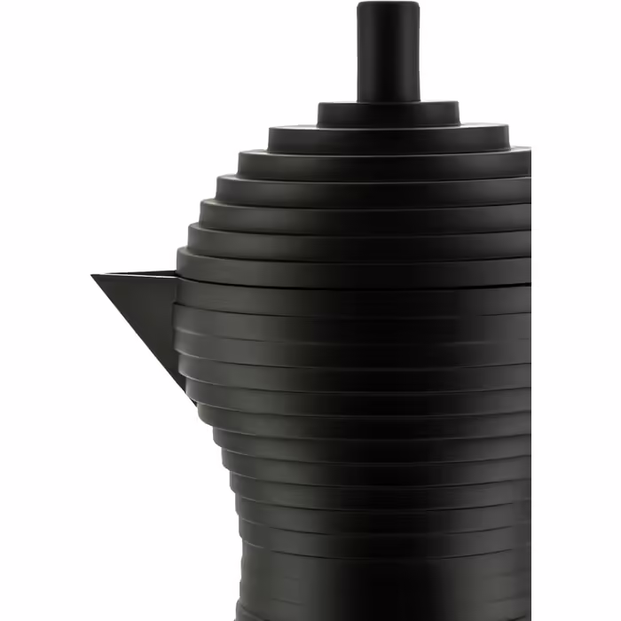 Еспресо-кавоварка Alessi Pulcina MDL02/3 BB, алюмінієва, 3 чашки, чорна, дизайнерська, з ручкою та кнопкою з поліаміду