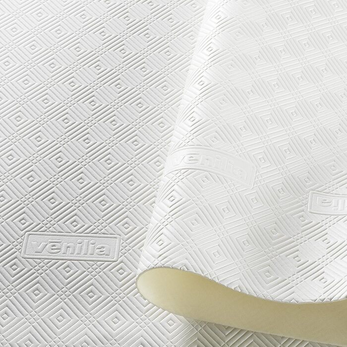 Venilia Table Placemat Bulgomme Rectangular, Tablecloth, Non-Slip, Shock-Absorbing, Easy to Clean, Liquid-Proof, PVC-Polyester, White, 135 x 180 cm