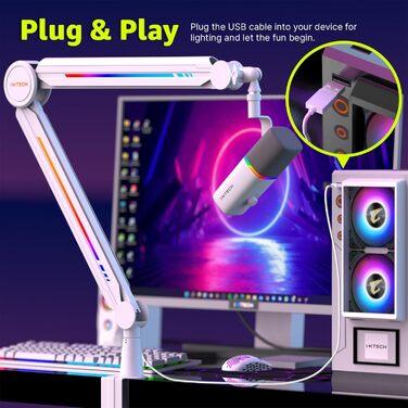 Кріплення для мікрофона IXTECH RGB Boom Arm - регульований тримач для стрімінгу, геймінгу та запису