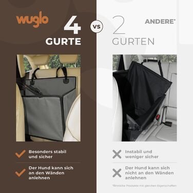 Автокрісло для собак Wuglo Extra Stabiler – безпечне та водонепроникне автокрісло для великих собак до 26 кг (сірий)