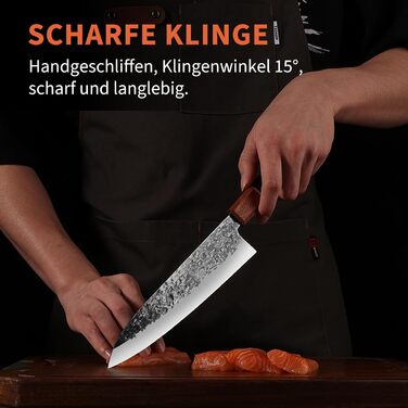 Японський ніж Plys: професійний кухонний ніж для м'яса, 20 см, з високоякісної нержавіючої сталі