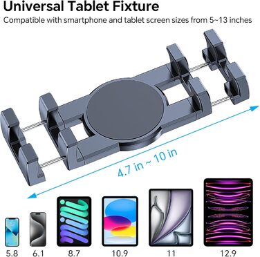 Тримач для планшета Coolpow в авто: міцний кріплення, 360° обертання, сумісний з iPad, Samsung Tab, Switch (4.7-12.9 дюймів)