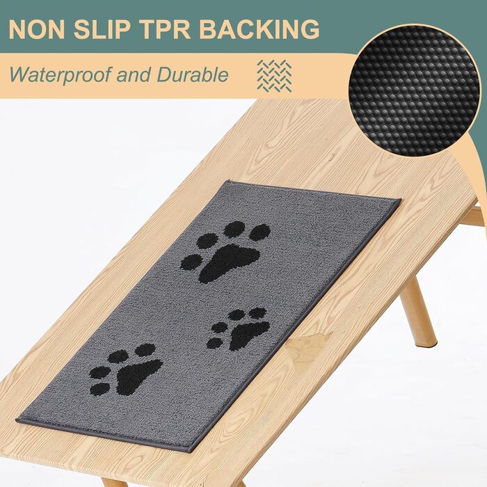 Килимок вхідний Mibao 60 x 90 см, протибрудною та протиковзаючий килим для входу та задніх дверей, що миється в машині, м'який килимок для лап та взуття, сірий