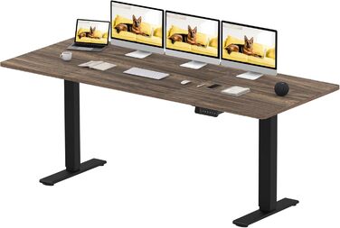 SANODESK Регульований стіл 200x80 см з 2 моторами, стабільний електричний піднятно-опусканий стіл, функція пам'яті (чорний+коричневий)