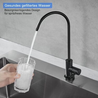 Чорний кухонний змішувач з витяжною системою 360° для фільтрів води, латунь