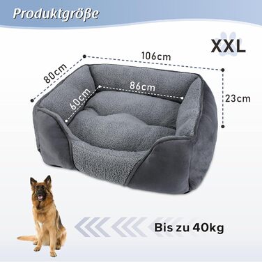 FURTIME Dog Bed for Medium and Large Dogs, Washable Fluffy Dog Basket, Non-Slip Dog Bed, Anti-Anxiety, 76x61x23cm (XXL(106x80x23cm))