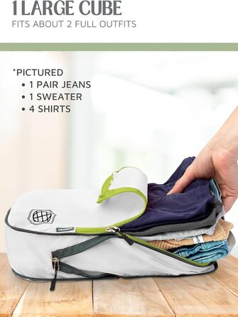 Набір кубиків для пакування TRIPPED: легкі, міцні, з двома блискавками, 2 шт. (білий, зелений)