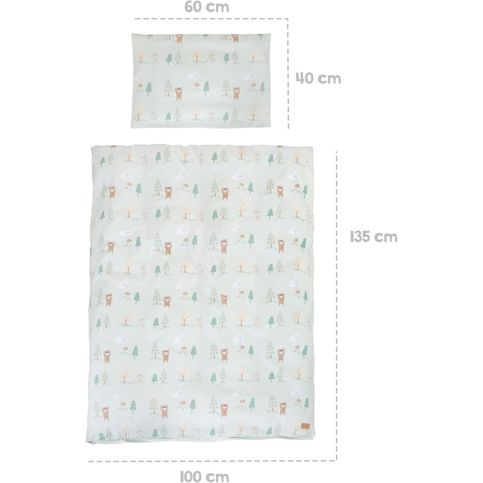 Комплект постільної білизни Roba 100 x 135 см - для дівчаток та хлопчиків - ковдра та наволочка з бавовни для малюків та дітей - зірковий принт - білий (Woodland Buddies, односпальний)