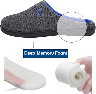 Тапочки Mishansha зимові утеплені з піною пам'яті для дому та вулиці, розмір 36-47, сірий та синій кольори