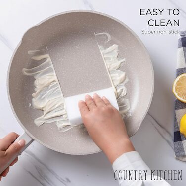Набір посуду Country Kitchen 10 предметів з антипригарним покриттям, алюмінієвий литий, для індукційних плит, кремовий колір