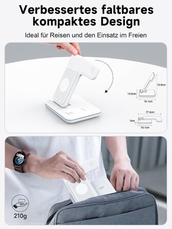 Бездротова зарядка 3-в-1 для Apple iPhone, Apple Watch та AirPods (біла)