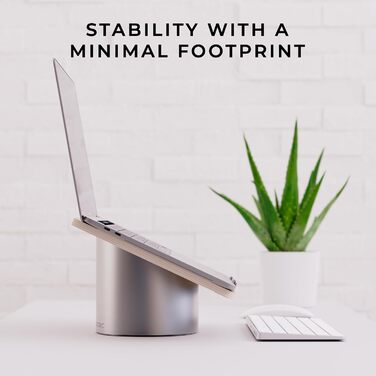 Підставка для ноутбука HumanCentric на стіл, сіра, алюміній, сумісна з MacBook, ергономічна, чорний горіх, дерево