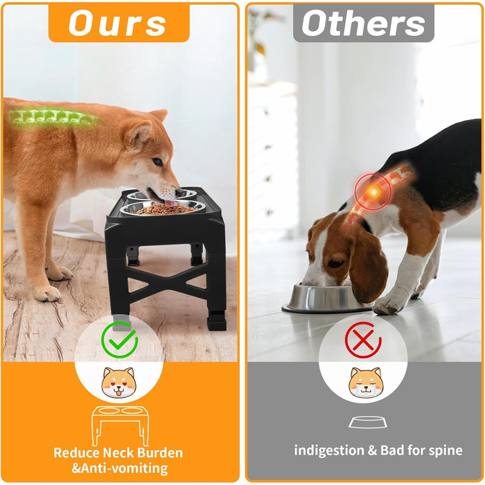 Підвищені годівниці для собак M Білий (8' для собак M/L), S (6' для собак Small), Чорний