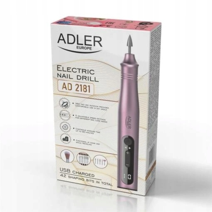Сучасний апарат для манікюру Adler AD 2181 з LED-підсвіткою та 43 аксесуарами