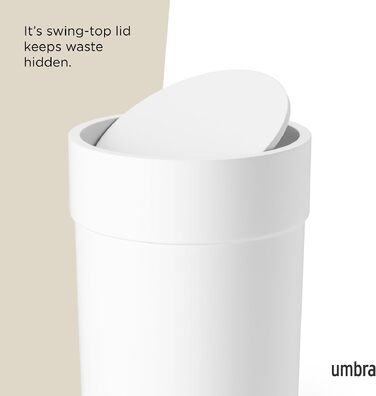 Сміттєвий відер Umbra Touch з гойдальним кришкою, 6 л, білий