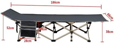 Ліжко-розкладачка Yaheetech для кемпінгу, сіре, до 150 кг, з бічною кишенею та сумкою для транспортування