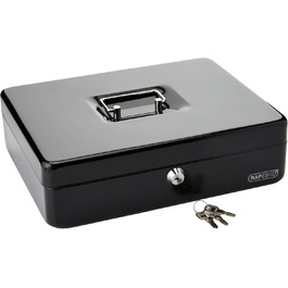 Металева касове сховище Rapesco SB0006B1 з замком, 3 ключами та висувним ящиком, розмір 6, чорний