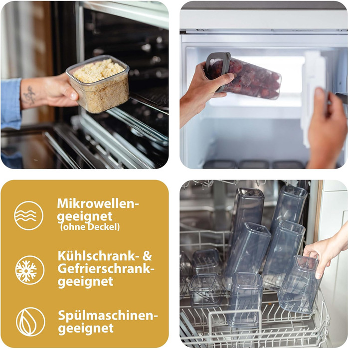 Набір контейнерів для зберігання продуктів [12 шт] Anthracite (500 мл) - Складні, економія місця, для кухні