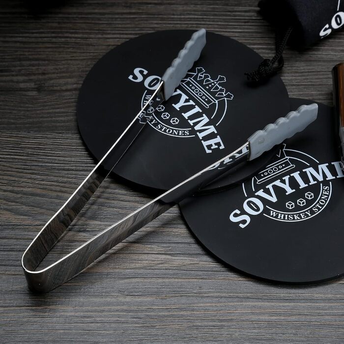 Склянки для віскі з гранітними кубиками льоду, 2 шт., дерев'яна подарункова коробка. Ідеальний подарунок для любителів віскі, чоловіків, на Різдво, День народження, День батька (310 мл). Рельєфні круглі.