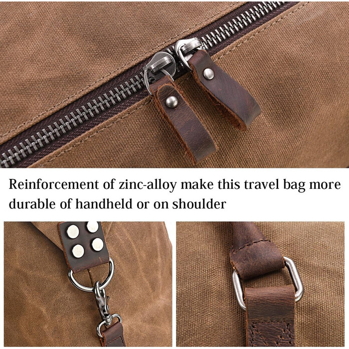 Travel Bag Men's Leather Waterproof Canvas Weekender Bag Large Capacity Travel Bag Unisex Vintage Carry-on Bag