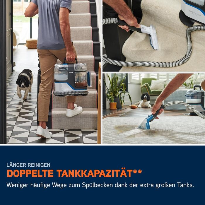 Vax SpotWash Max Pet Edition: Глибокий мийник для килимів та м'яких меблів з технологією SpinScrub, 2.8л, для дому та тварин