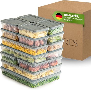 Stackable Freezer Containers, 16-Piece Set, Freezer & Refrigerator Organizer with Lid, Frost-Resistant up to -25°C, Reusable Food Storage Containers, Keep Food Fresh and Odor-Free
