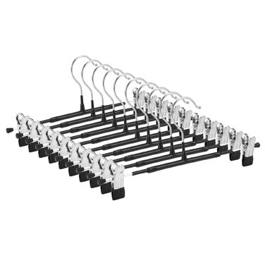 Тонкі вішалки для штанів GUANJUNE, протиковзкі плічка з регульованими затискачами для спідниць, джинсів та пальта, чорні (10 шт)