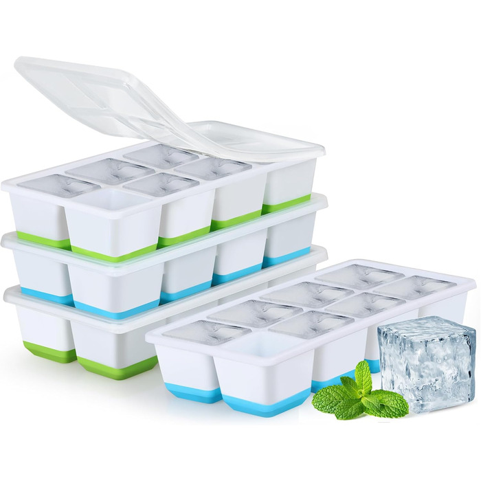 Форми для льоду JRISBO 2 шт. з кришкою, великі кубики льоду з силікону, BPA-free, LFGB-сертифіковані