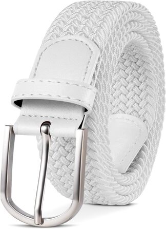 Жіночий/Чоловічий тканинний ремінь Tangchao з плетіння, еластичний, 3.3 см, довжина 90-135 см, білий