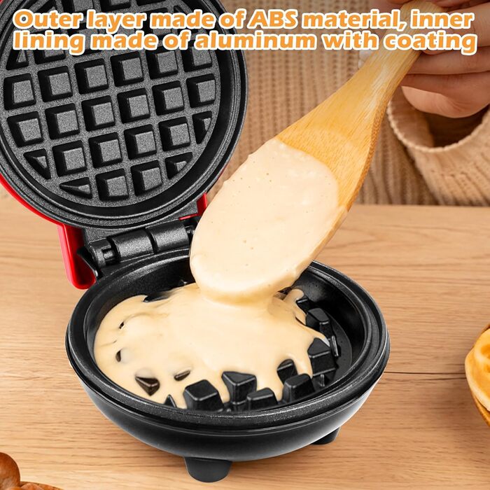 Міні вафельниця для приготування бельгійських вафель, діаметр 10 см, 220V, 350W, червона