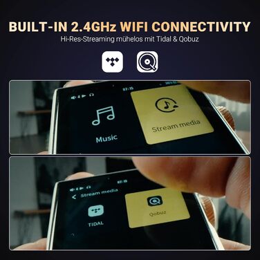 Hidizs AP80 PRO MAX: Hi-Res MP3 плеєр з Bluetooth, Wi-Fi, DLNA, AirPlay, DAC ES9219C, MQA 16X, DSD256, PCM 384kHz, підтримка SD до 2TB, Чорний