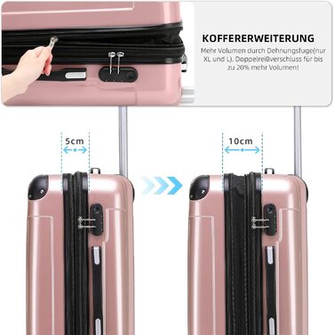 Чохол-валіза Beibye Hartschalen Koffer Trolley Rollkoffer Reisekoffer з полікарбонату (Рожеве золото, 76 см - 110 л)