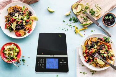 smartLAB Nutritional Analysis Scale - 5kg | Digital Food Scale with Food Nutrition Scale | Smart Kitchen Scale Diet Scale Black for Diabetics