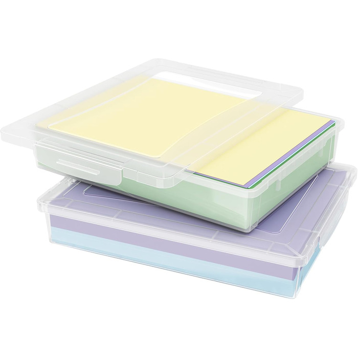 Lifewit 5L Storage Box with Lid, Plastic Box with Clip Closures, Document Box A Organizer, Multi-Purpose Boxes for Crafts, Paper, Art Supplies, Building Blocks, Tools (Transparent, 2)