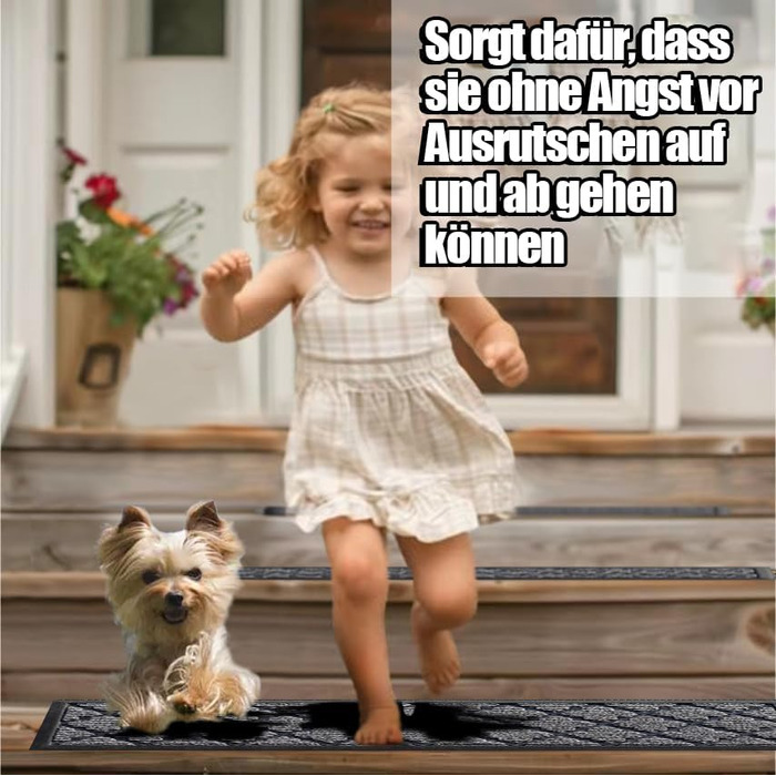 Гумові килимки на сходи зовнішні Aucuda, 6 шт., 76x22 см, сірі, антиковзкі, вологостійкі, теплоізоляційні для вулиці