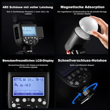 Спалахувач Godox 76W для камери з підтримкою i-TTL, 2.4G Wireless X System, 1/8000 HSS, сумісний з Olympus (V1-N)