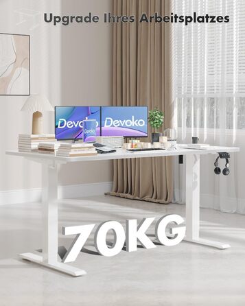 Електричний стіл Devoko, регульована висота, 180 x 80 см, білий, з функцією пам'яті