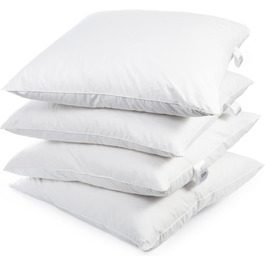 H&F Heimtextilien 4-Piece Set | Premium Quality | Pillowcases 80x80 cm | Filling: 1300 grams of feathers, goose feathers | 100% Natural Pillow | Cover: 100% Cotton | Feather Pillow 80 x 80 cm | Oeko-TEX Certified 1300.0 grams 4