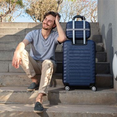 Набір валіз NUMADA 4 шт. (75см, 63см, 53см, органайзер), ABS, темно-синій