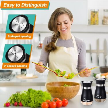 Набір соляної та перечної солілки з нержавіючої сталі з скляною пляшечкою, диспенсер для спецій, аксесуари для кухні, дому, ресторану, обіднього столу (Чорний)