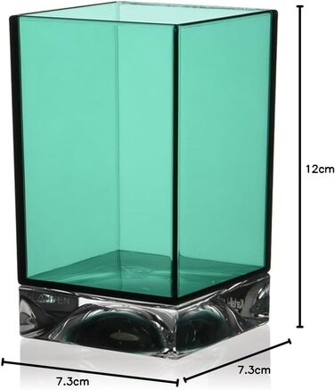 Kartell Boxy Toothbrush Holder, Plastic, Transparent, 7 x 7 x 12 cm (Toothbrush Holder, Aquamarine Green)