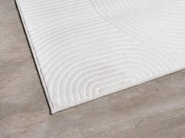 Килим Rio - сучасний та м'який килим для вітальні та спальні з антиковзким покриттям та 3D-ефектом, пухнаста поверхня, легкий у догляді та міцний, білий, 80 x 150 см